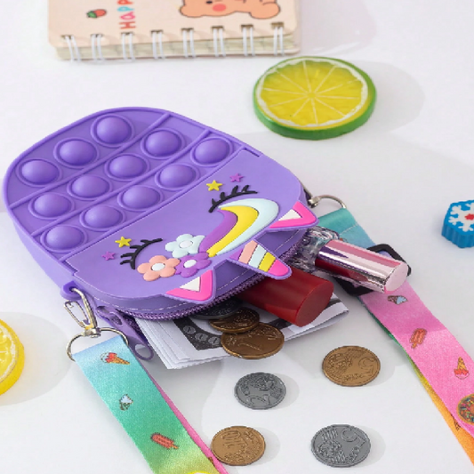 Unicorn Pop-It Crossbody Bag in Purple