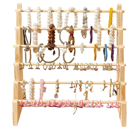 Wooden Bracelet Jewelry Display Stand Set of 4 Layers
