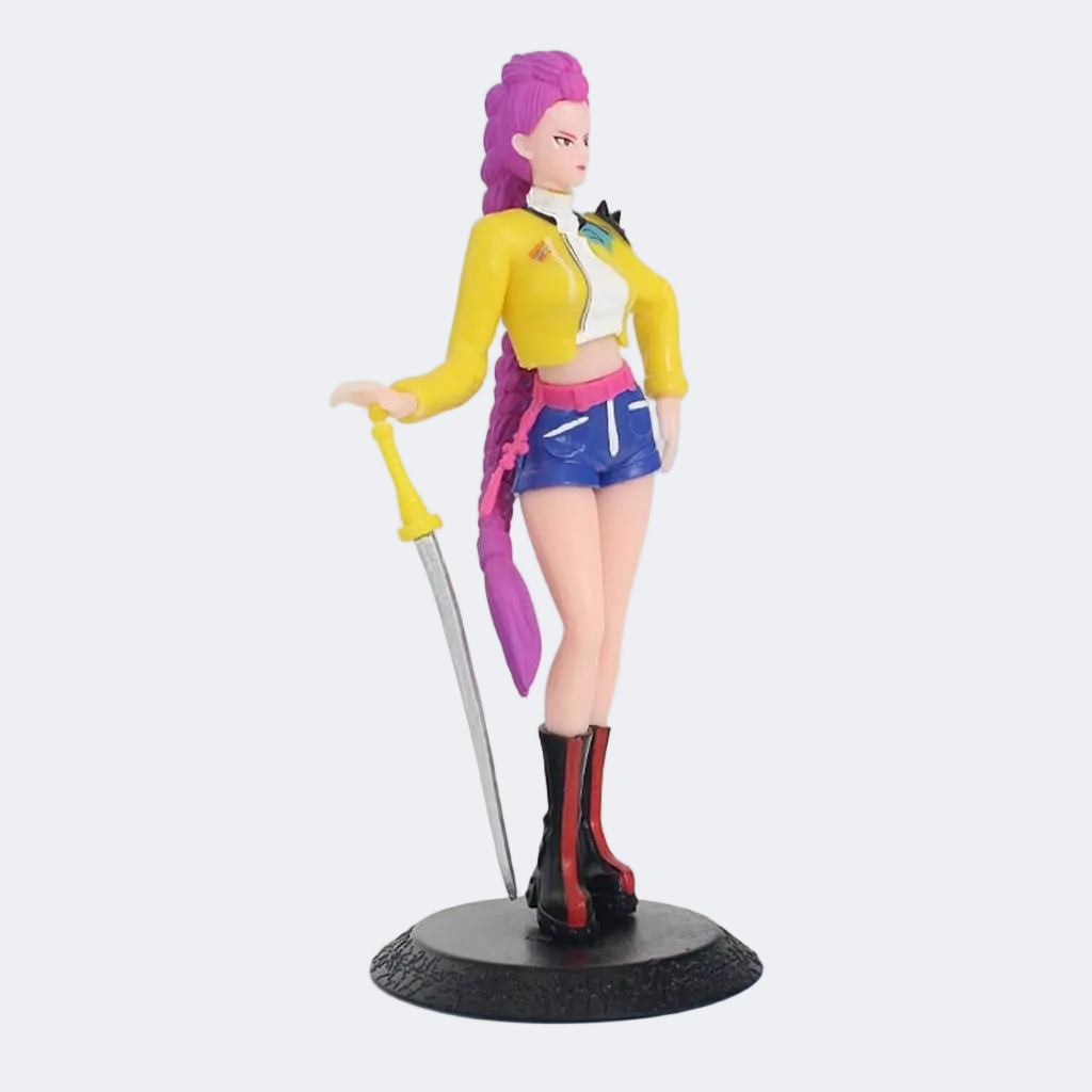 Colorful action figure with a sword on a white background