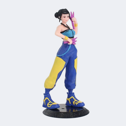 Colorful action figure on a white background