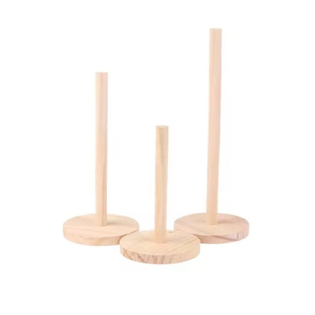 Three wooden stand-up holders for accessories