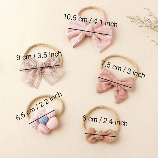 Baby Headbands 5pcs Flower Lace Bow Set for Infants Toddlers 2
