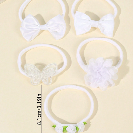 Baby Headbands Bow White Set
