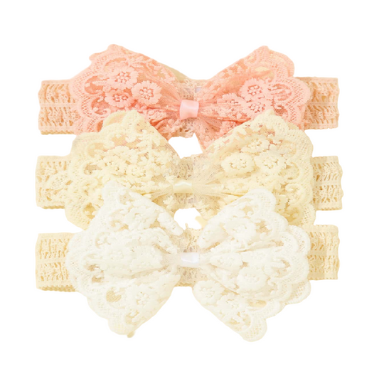 Set of lace headbands with bows