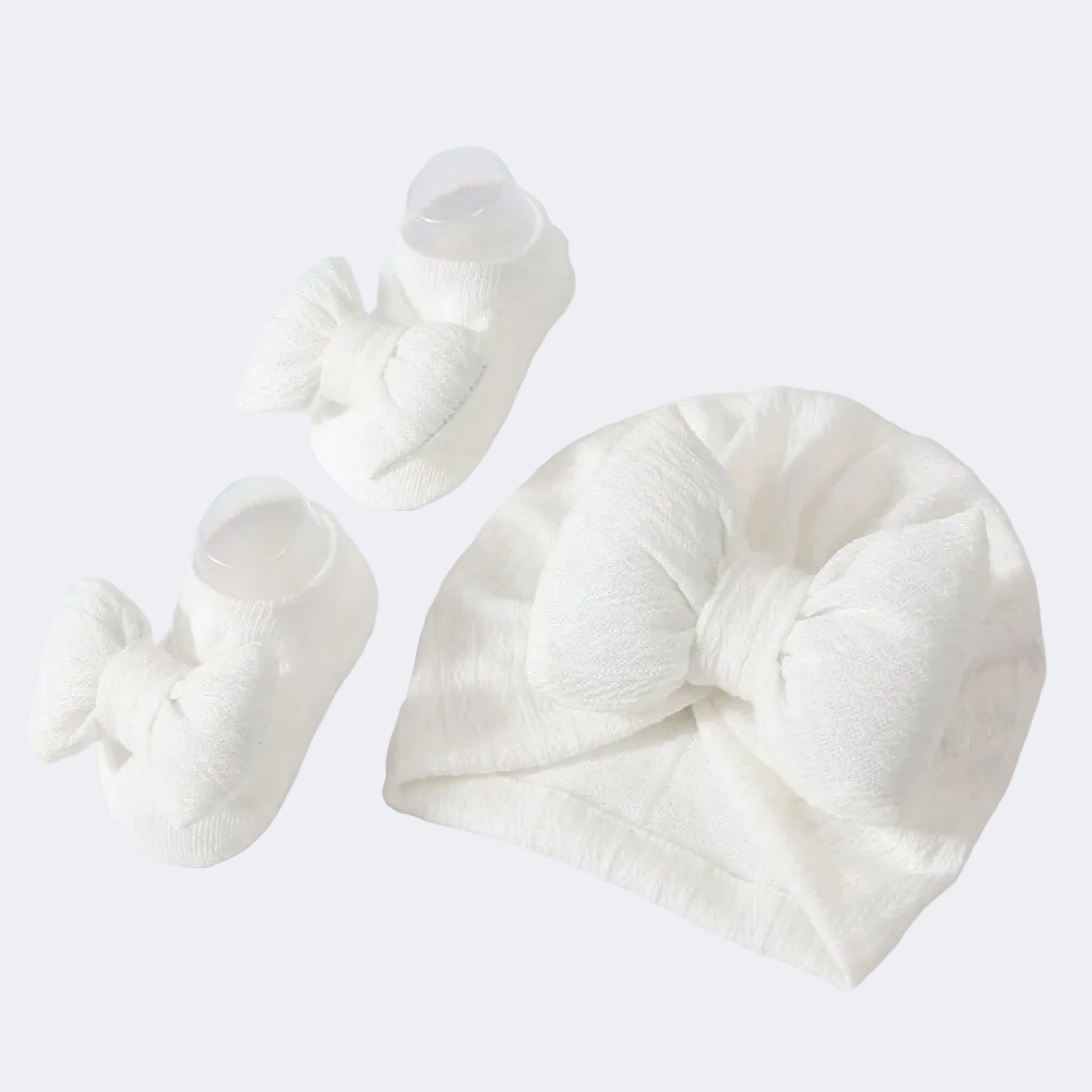 White textured headband on a light gray background