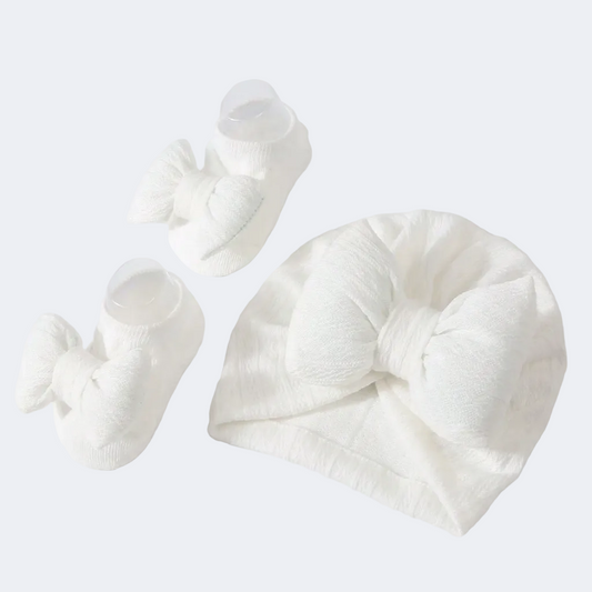 White textured headband on a light gray background