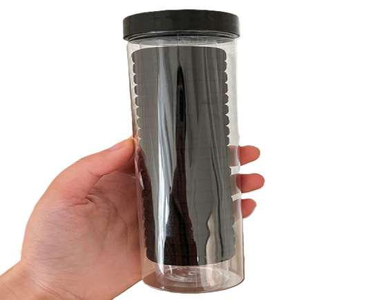 Clear tumbler with black lid