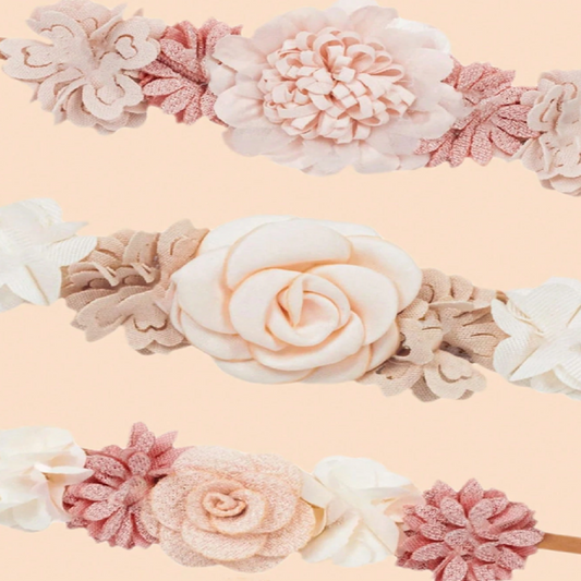 Blush Bloom Elastic Headbands 3pcs