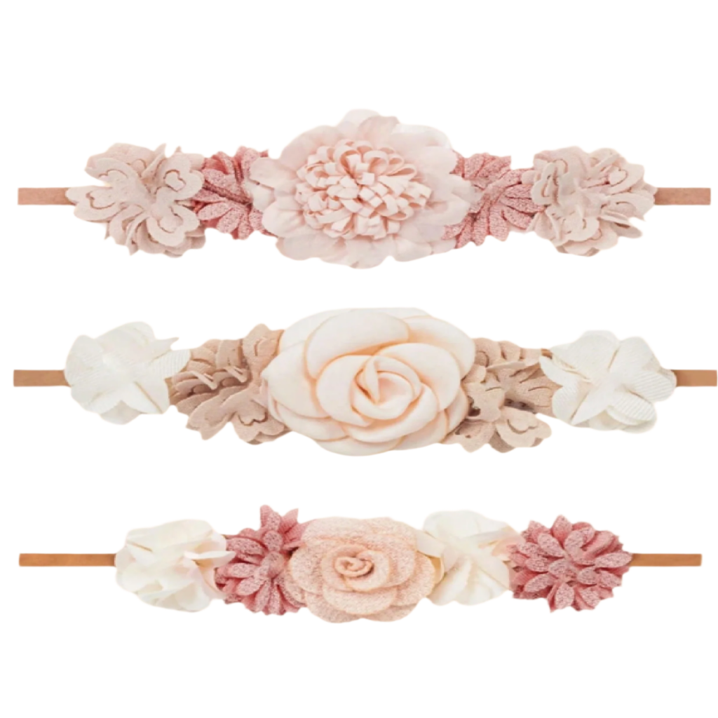 Set of three floral headbands 