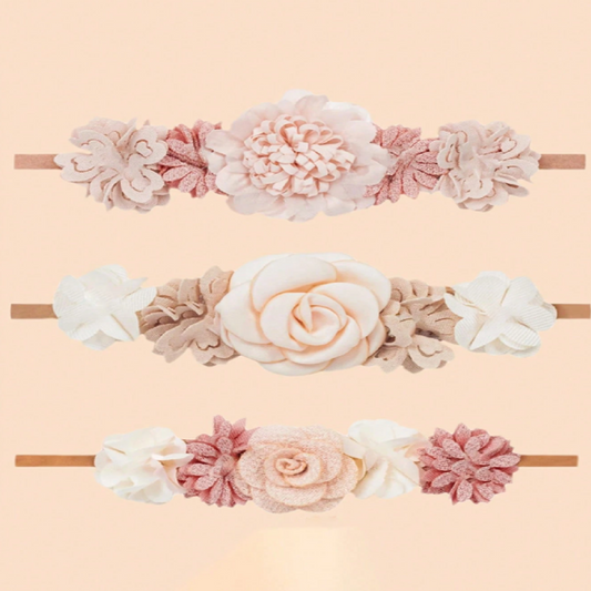 Set of three floral headbands 