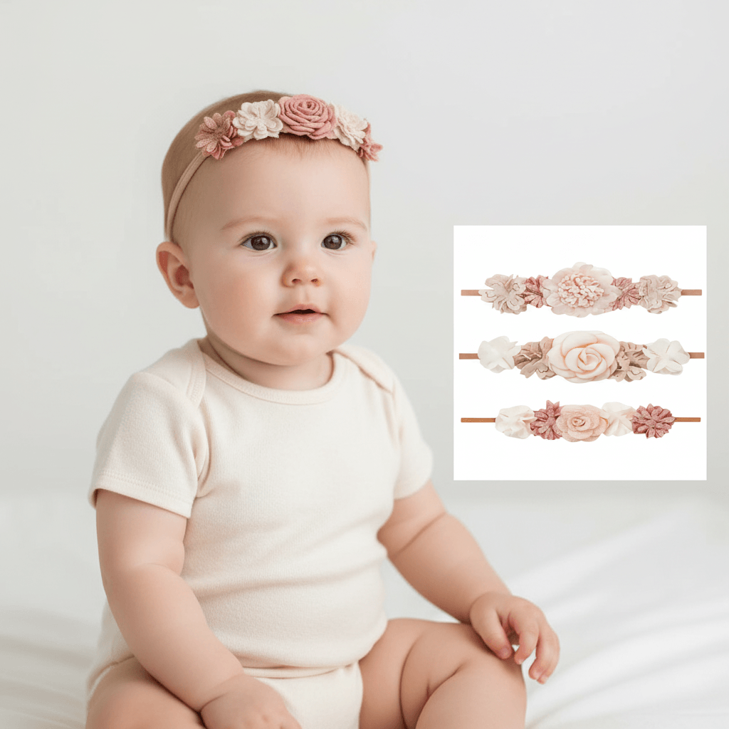 Set of three floral headbands 