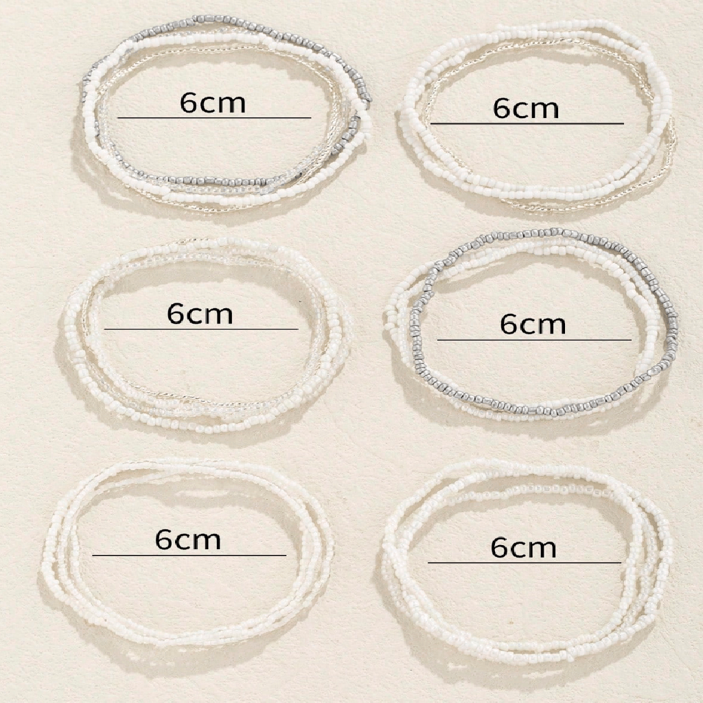 Set of six circular lace trims with measurements on a beige background