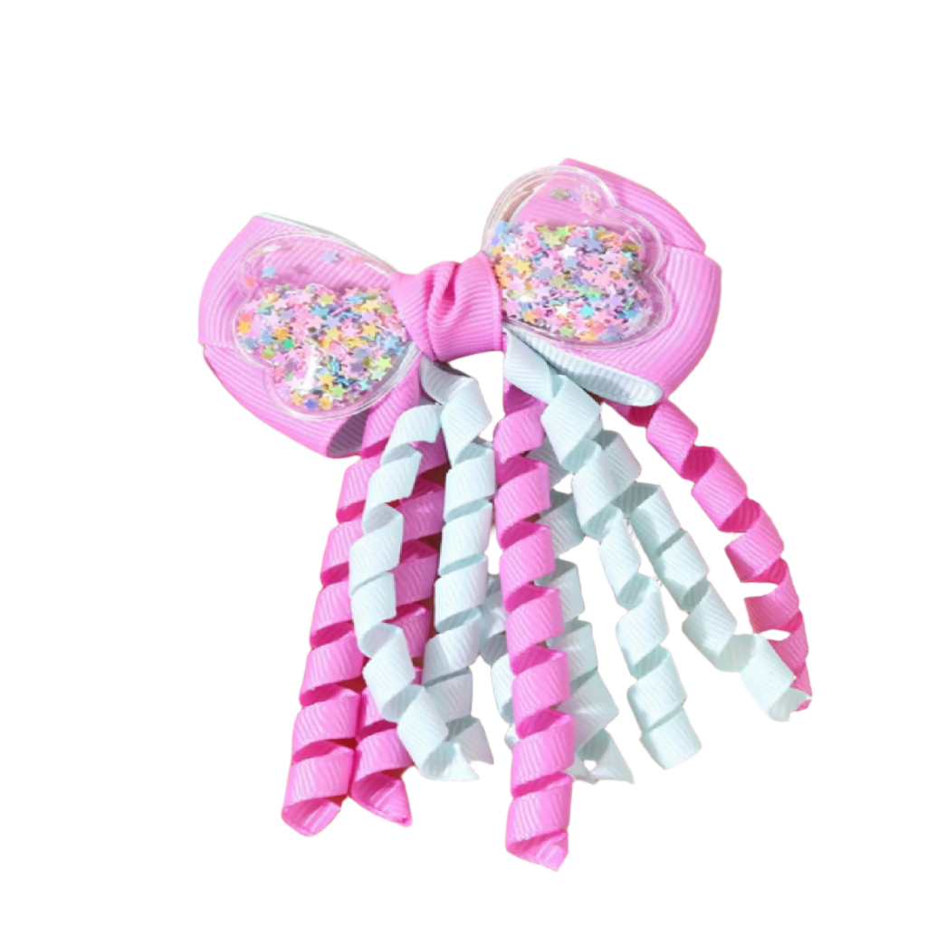 Butterfly Bow Hair Clip with Spiral Ribbons