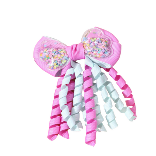 Butterfly Bow Hair Clip with Spiral Ribbons