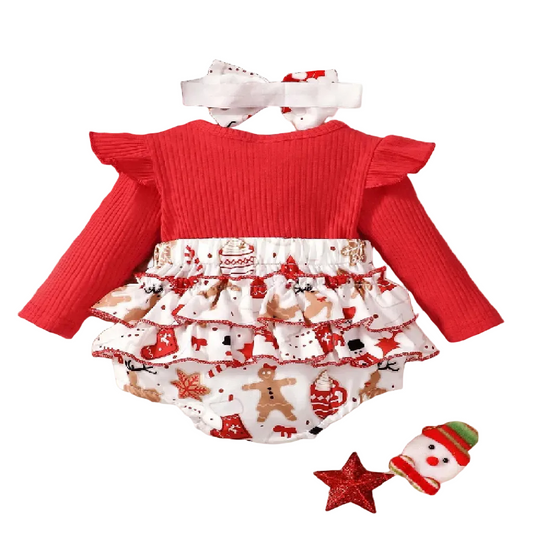 Red Christmas Baby Outfit Set