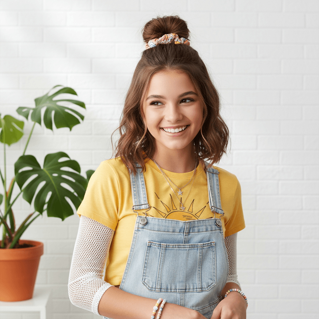 Set of six colorful scrunchies on a white background