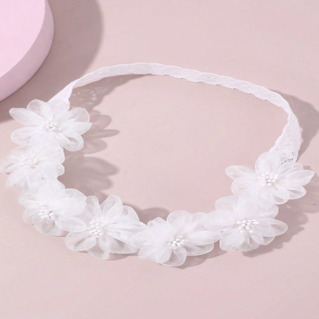 White floral headband