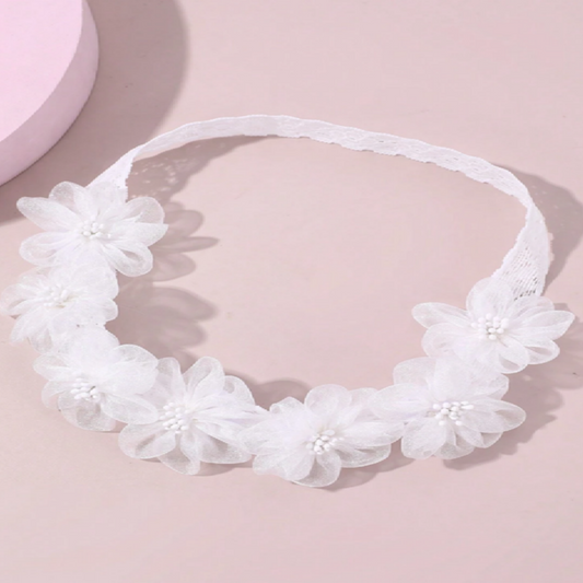 White floral headband