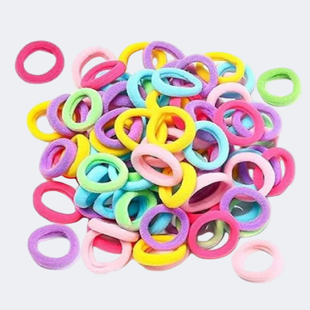 Colorful hair elastic bands on a white background