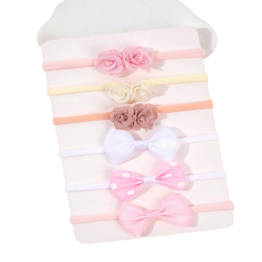 Set of colorful headbands with flowers and bows