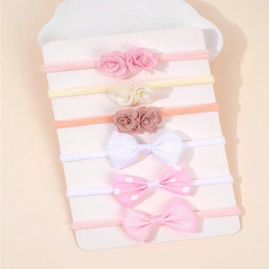 Set of colorful headbands with flowers and bows