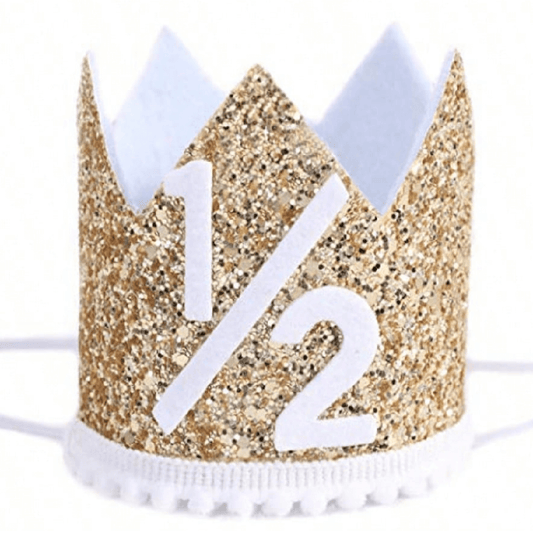 Glitter Birthday Crown in Gold White