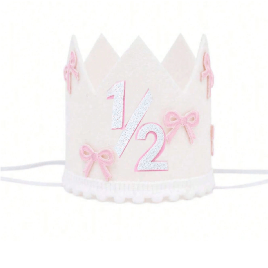 Glitter Birthday Crown White Pink 0.5Y