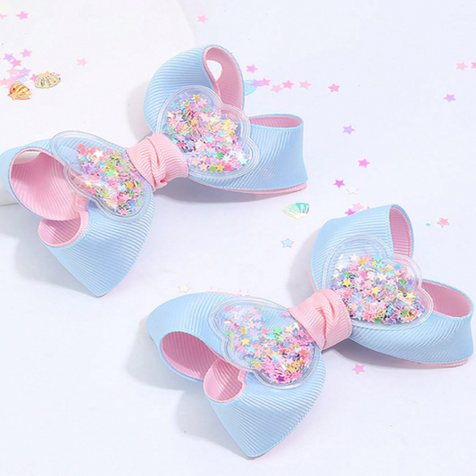 Glitter Butterfly Wings Bow Hair Clips