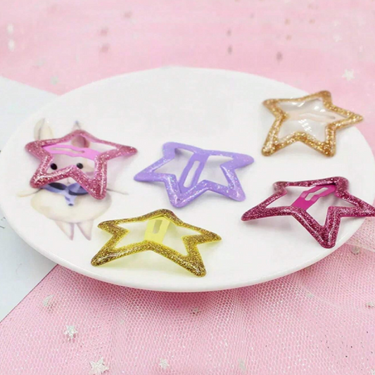 Star-shaped hair clips in various colors