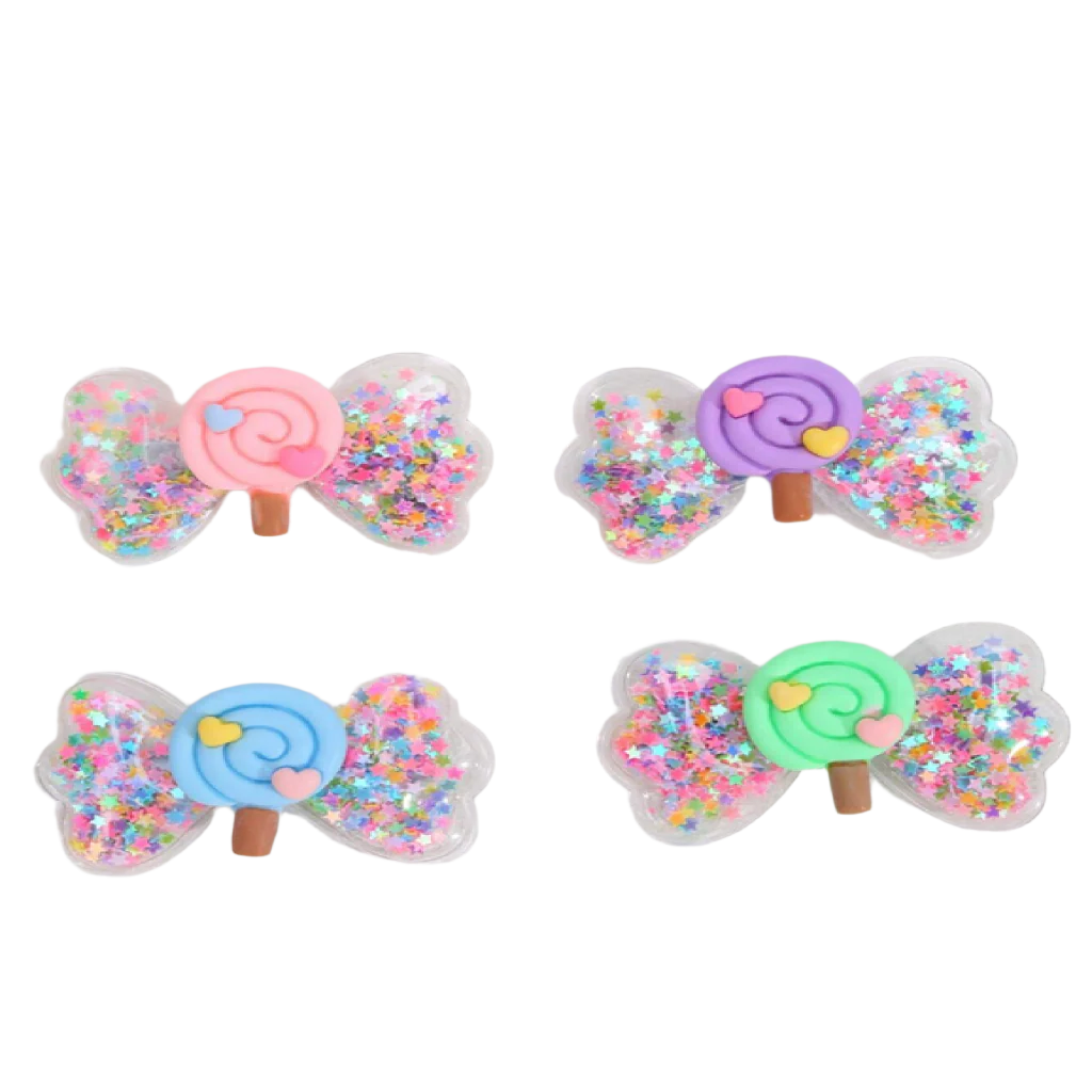 Glittery Candy Bow Clips 1 pc