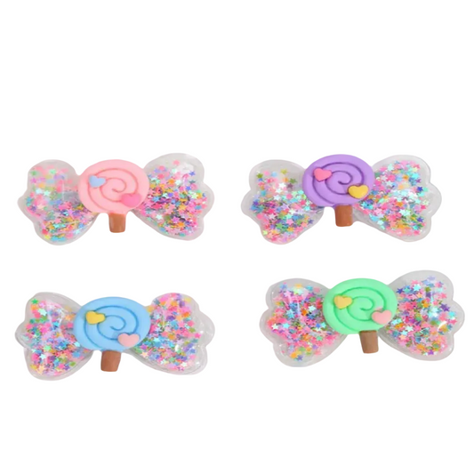 Glittery Candy Bow Clips