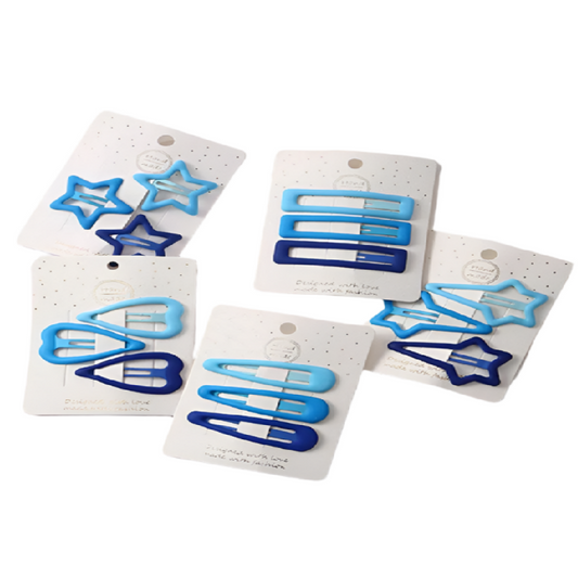 Set of blue and star-shaped hair clips