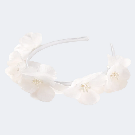 White headband with decorative elements on a white background