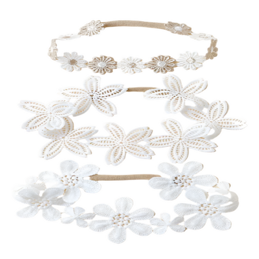 Set of white floral headbands