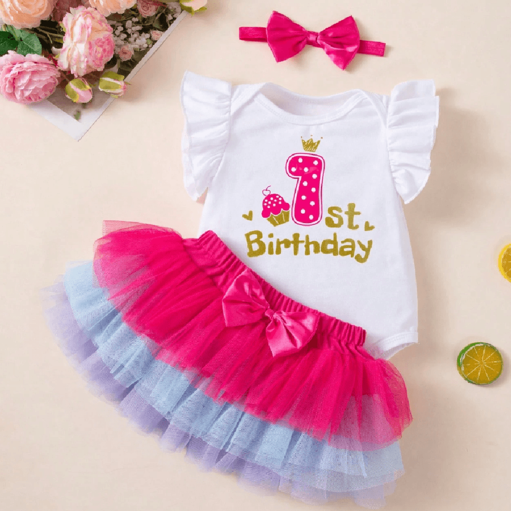 Hot Pink Blue First Birthday