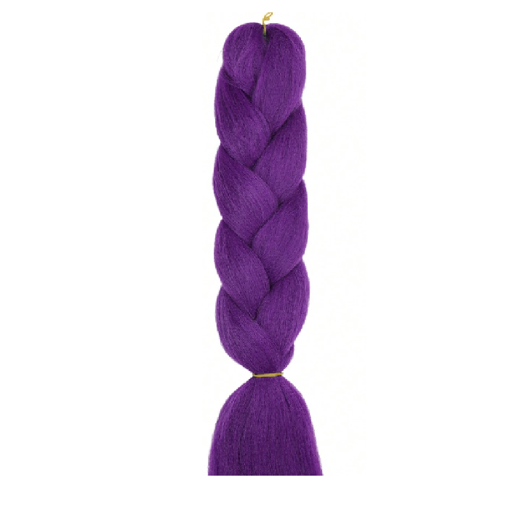 Purple braided hair extension on a white background
