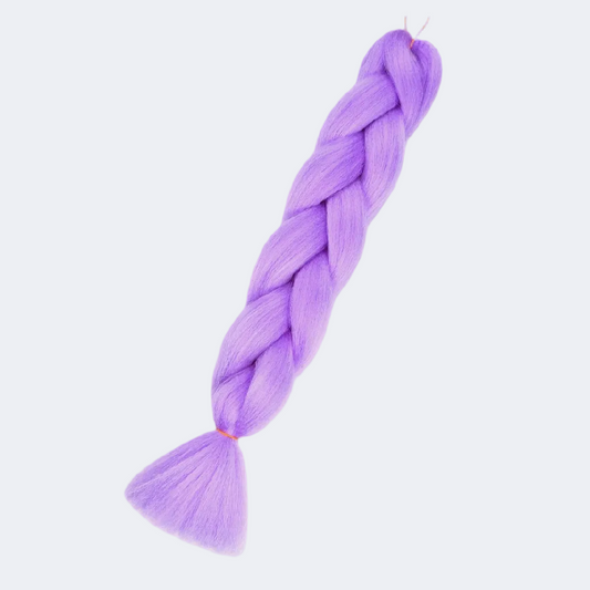 Purple braided hair extension on a white background