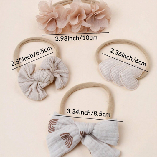 Lace Bow Headbands Off White