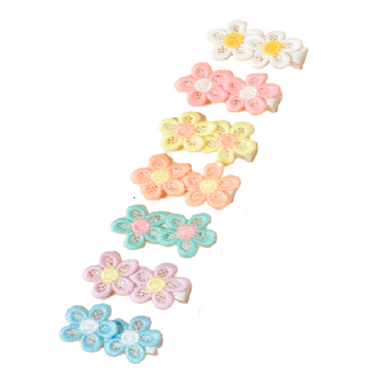 Set of colorful flower-shaped hair clips