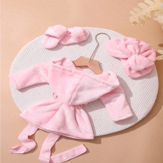 Pink baby outfit with headband and shoes