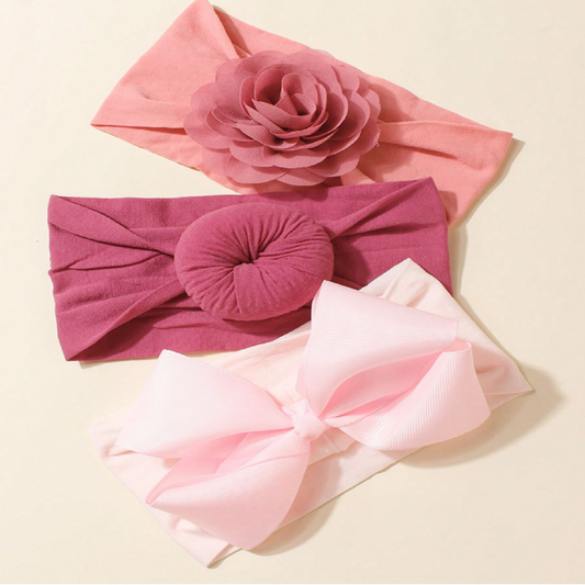 Newborn Headbands Floral & Bow 3 pcs