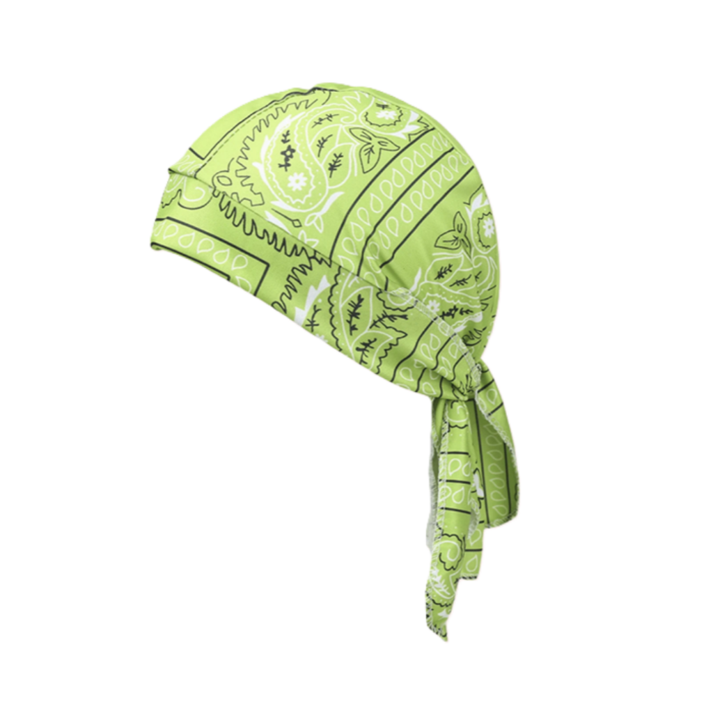 Green bandana with white patterns