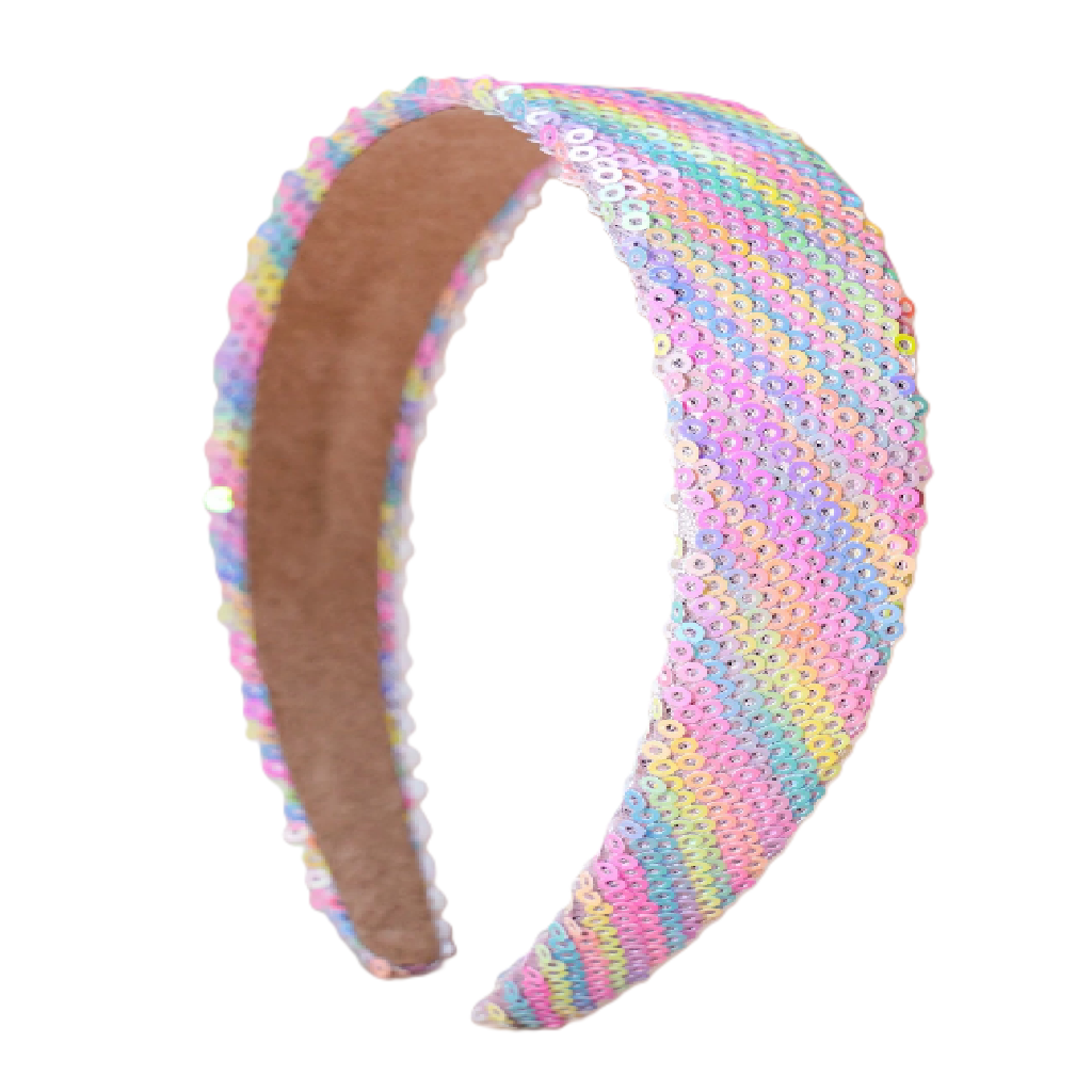Multicolored beaded headband on a white background
