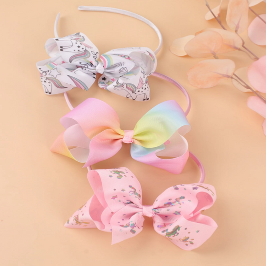 Set of three colorful hair bows