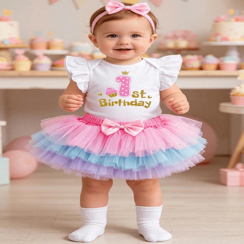 Pink Blue Purple First Birthday