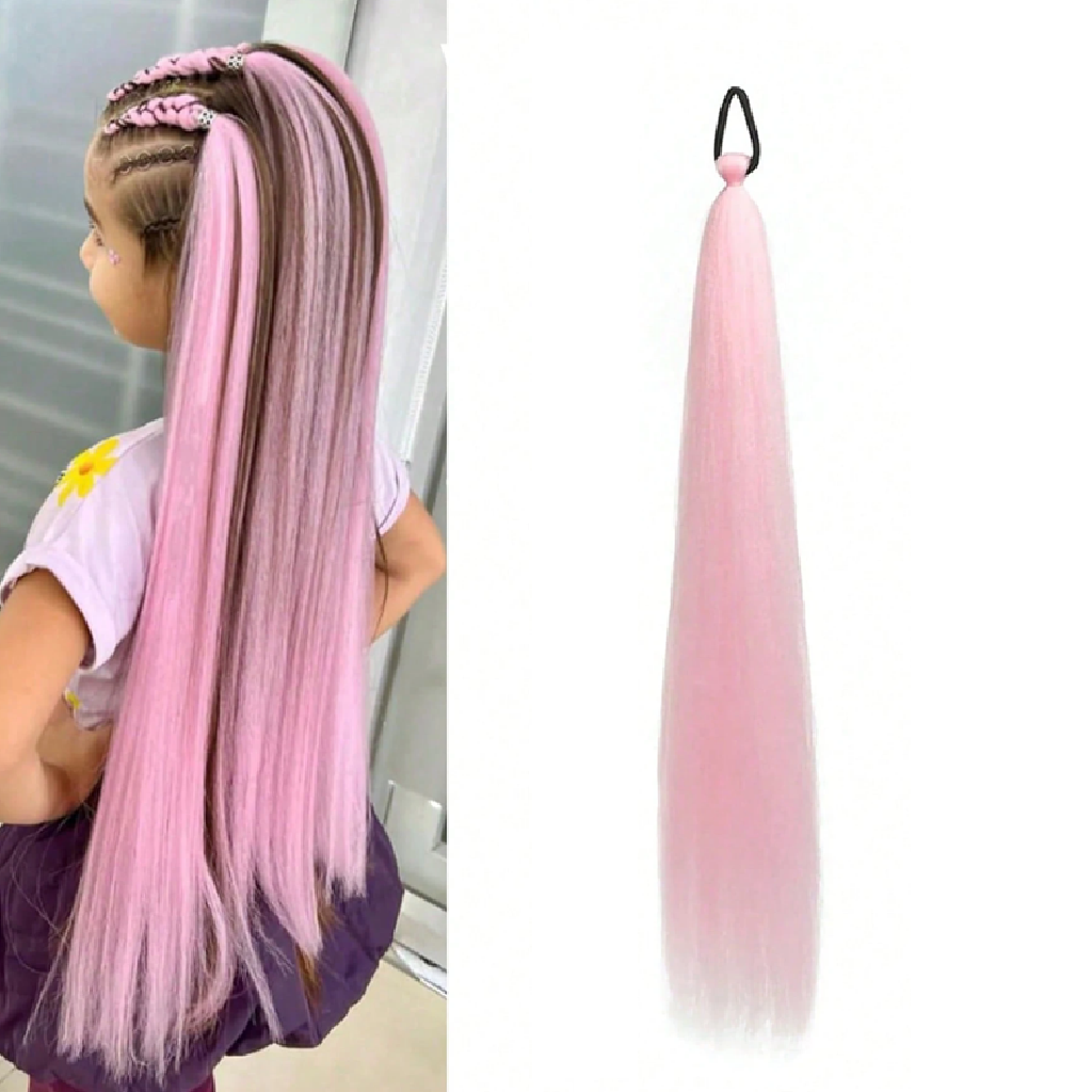 Pink hair extension on a white background