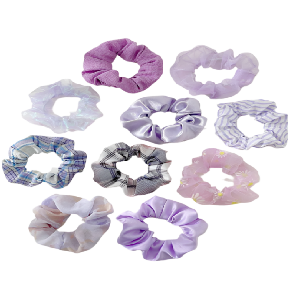 Collection of variously patterned scrunchies