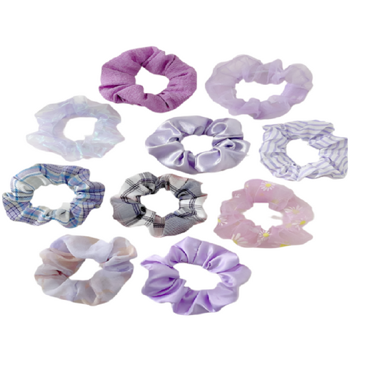 Collection of variously patterned scrunchies