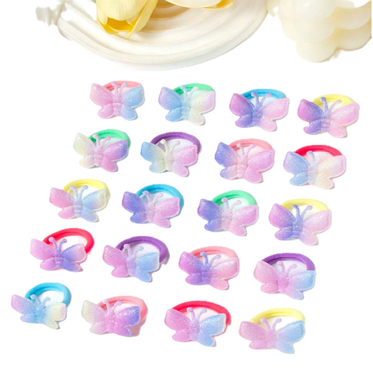 Set of colorful butterfly-shaped hair ties