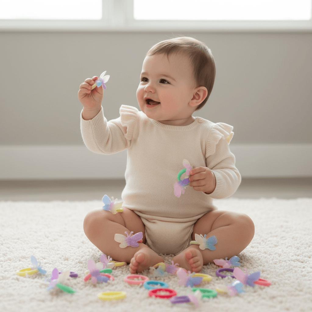 Set of colorful butterfly-shaped hair ties